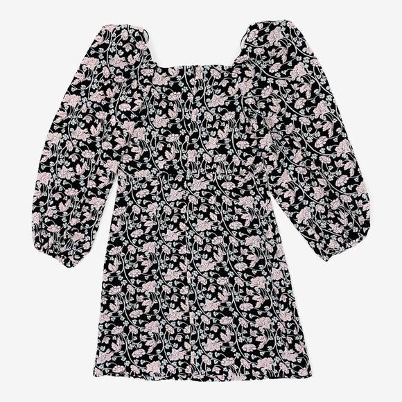 MNG Mango Floral Print Mini Dress Size 4 Black Pink Girlcore Coquette Romantic - Picture 8 of 15